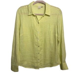 Joie Yellow 100% Linen Button Front Casual Spring Minimalist Shirt | Size Small